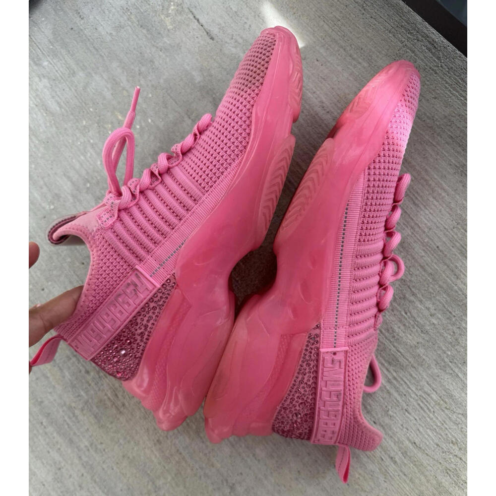 Steve Madden Maxima Pink Rhinestone Sneakers Women’s 7M SM NY90 Chunky Sole...‎ - Picture 6 of 14